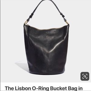 Madewell Lisbon O Ring Black Leather Bucket Bag